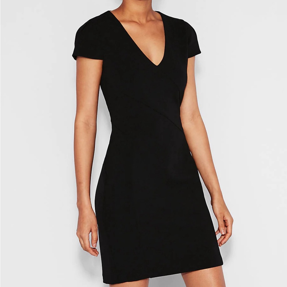 Express Tulip Sleeve Wrap Dress Black Medium